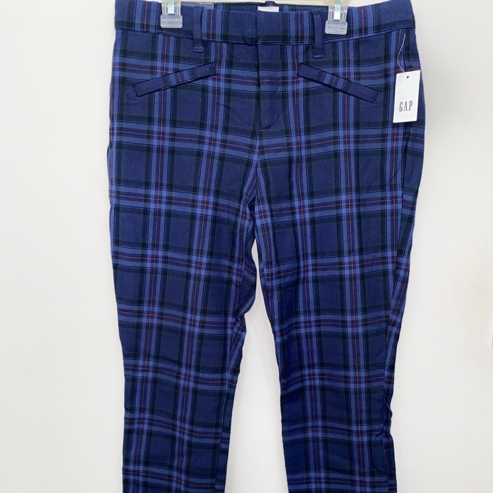 Skinny Mid Rise Plaid Pants